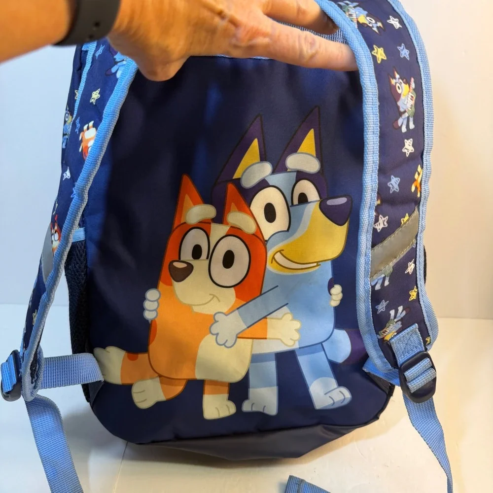 Bluey and Bingo Kids Backpack Blue Keytar Graphic School Bag Navy Blue 16 inch